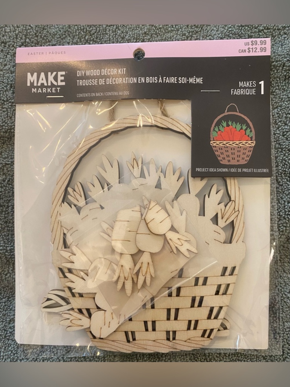Make Market Paintable Easter Carrot Basket DIY Decor Kit